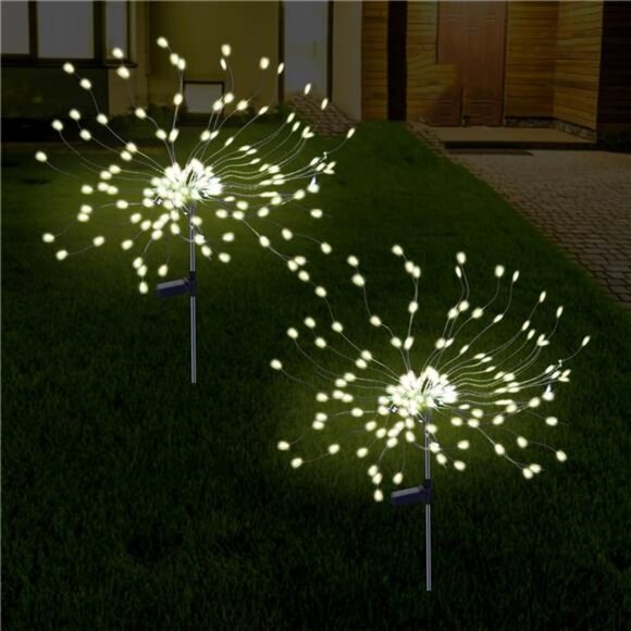 2 Pack Solar Firework Lights Outdoor, 175 LED Garden Lights with 2 Modes - Picture 1 of 7